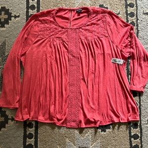 NWT New Directions 3X Coral long sleeve Knit Top